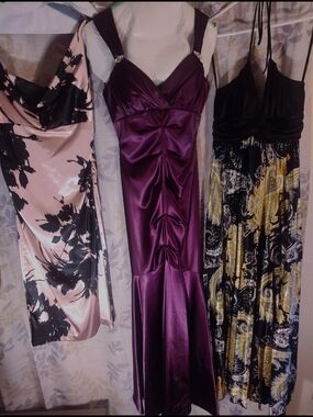 Elegant Purple Satin Evening Gown